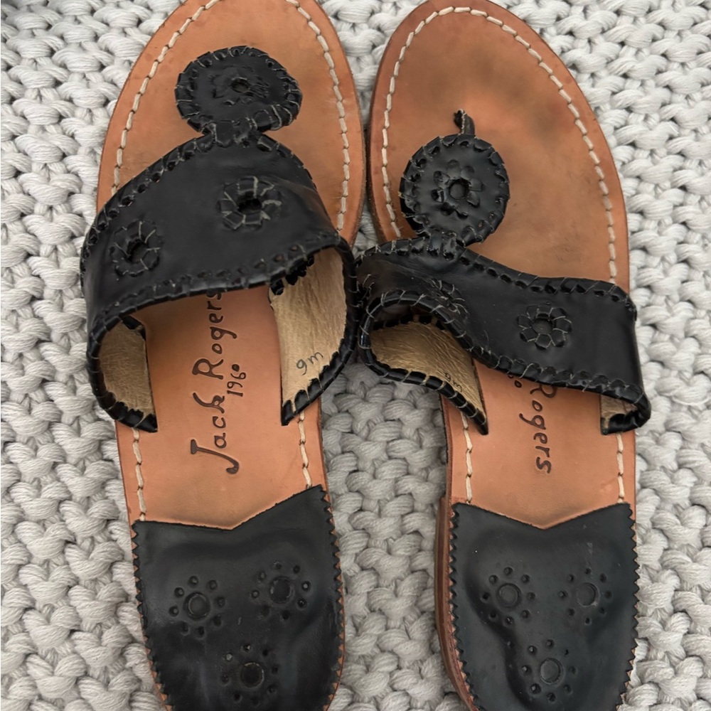 Jack Rogers Black Leather Sandals